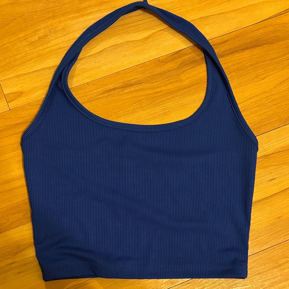 SHEIN Blue Ribbed Crop Top